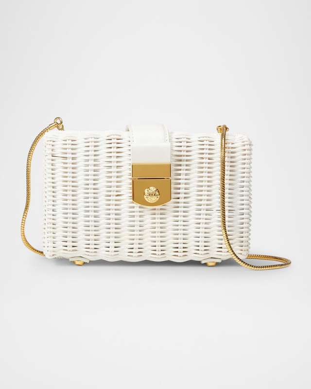Lock Box Rattan Clutch Bag